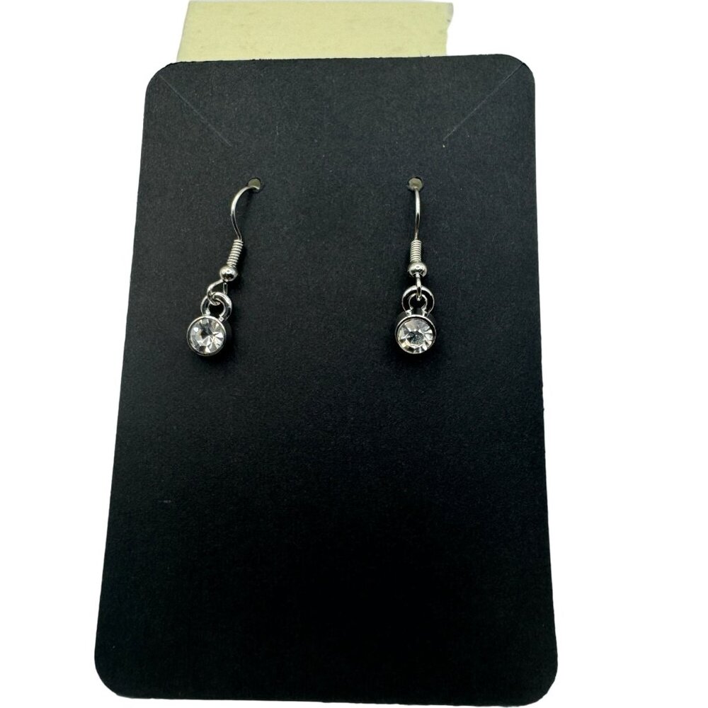 Elegant Silver Drop Earrings With Clear Crystal Accents